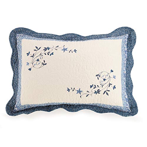 Peking Handicraft Modern Heirloom Collection Charlotte King Sham, Blue