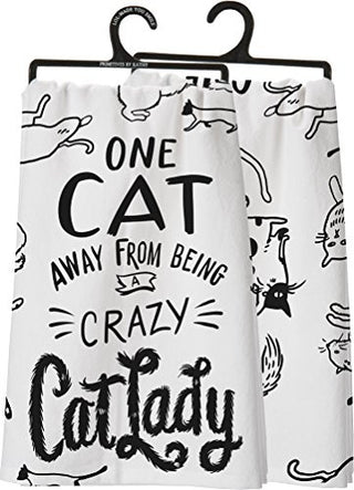 Primitives by Kathy One Cat Away From Being A Crazy Cat Lady Kitchen Towel