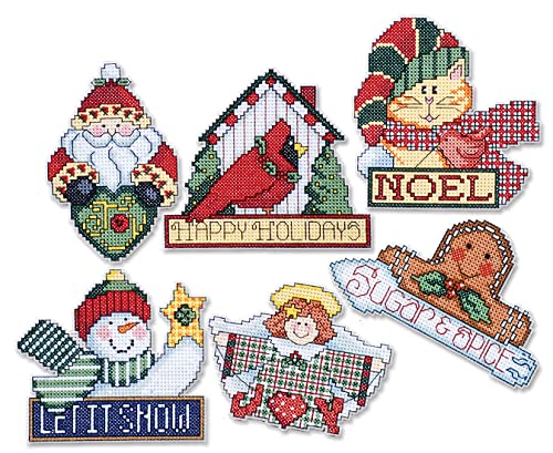 Design Works Crafts Tobin Signs of Christmas Ornaments Counted Cross Stitch Kit, 3-1/2 by 4-Inch, 14 Count