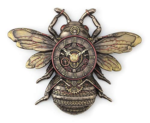 Unicorn Studio Veronese Design Resin Wall Clocks Steampunk Style Bronze Finish Honeybee Wall Clock 9.75 X 7.25 X 1.38 Inches Bronze