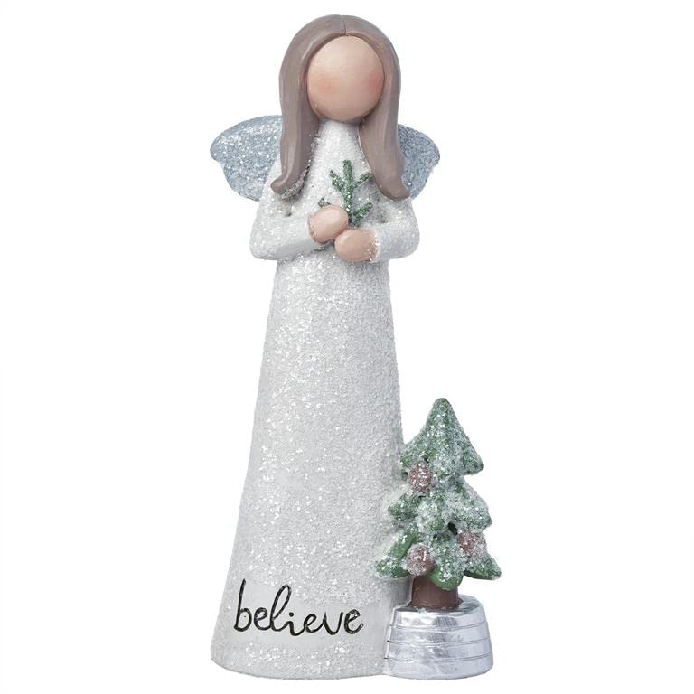 Blossom Bucket Believe Christmas Angel with Tree
