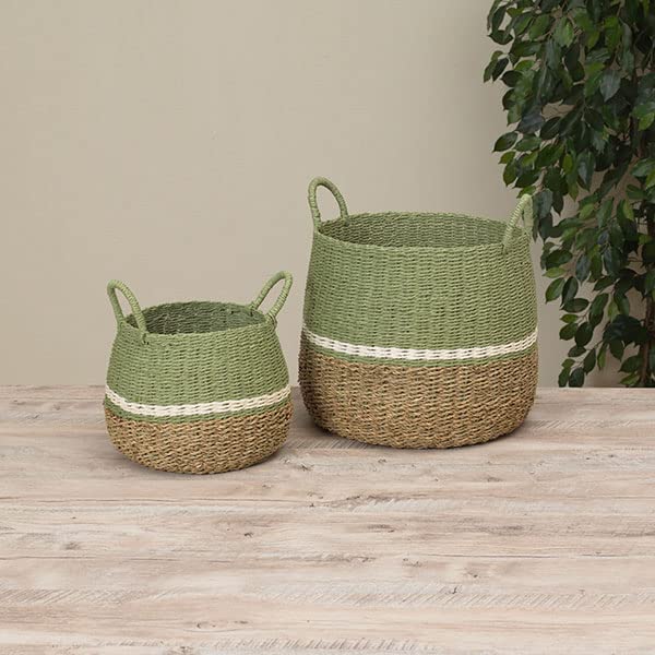 Gerson International Hand Woven Baskets, Set of 2, 11.40 Inches Diameter