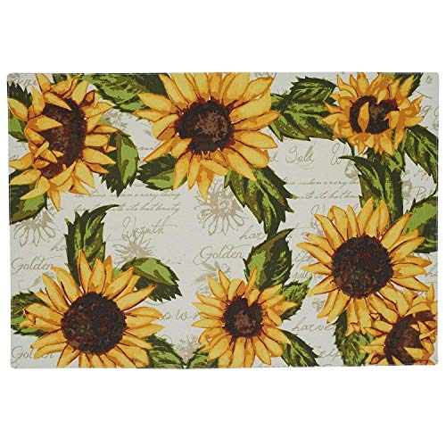 DII Design Imports Rustic Sunflowers Table Linens, 13-Inch by 19-Inch Placemat, Rustic Sunflowers Printed