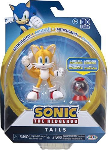 JAKKS Pacific Sonic The Hedgehog 4" Modern Tails Action Figure with Fast Shoe Item Box Accessory