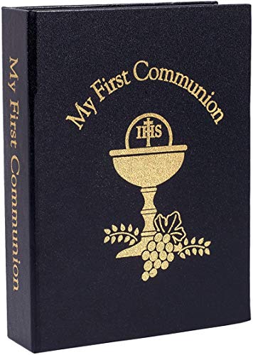Roman My First Communion Black Rosary Prayer Book Lapel Pin 4 Piece Set for Boy