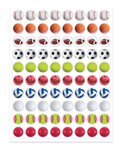 Hygloss Products Sports Balls Stickers - Perfect for Arts, Crafts, Classroom, DIY Projects & Much More - 1/2‚Äù Round Self-Adhesive Stickers - 80 Stickers per Sheet - 25 Sheets