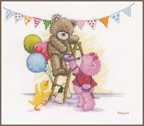 Vervaco Counted Cross Stitch Kit Popcorn Bear Birthday 11.2" x 9.6"