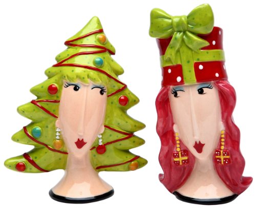Cosmos Gifts Appletree Design Christmas Tree and Gift Salt and Pepper Set, 4-Inch