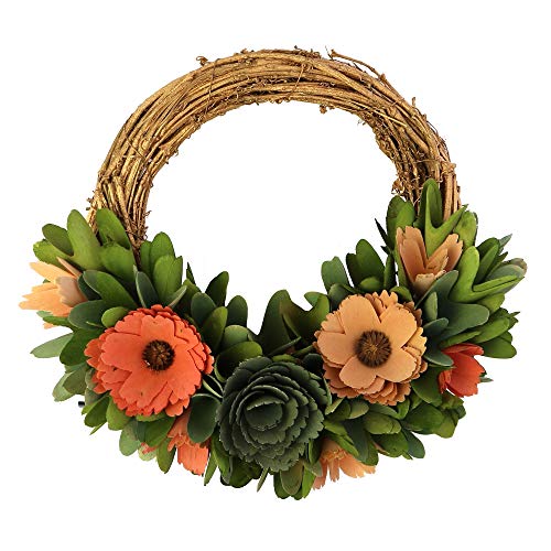 HomArt 30058-16 Wood Shaving Wreath, 12-inch Width, Willow, Pinks