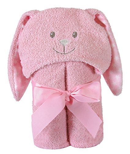 Creative Brands Stephan Baby Terry Plush Hooded Bath Towel, Pink Bunnie, 0-24 Months