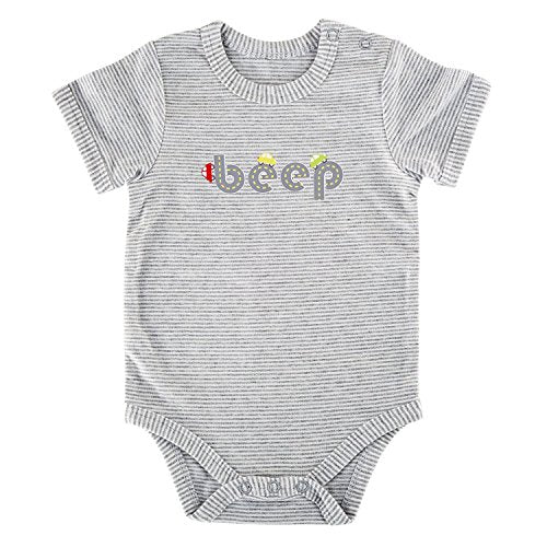 Creative Brands Stephan Baby Transportation Collection Gray Stripe Snapshirt-Style Diaper Cover, Car, 0-3 Months