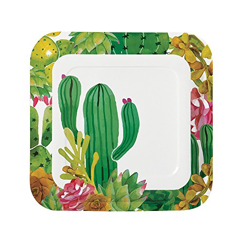 Fun Express - Cactus Party Dinner Plates (8pc) for Cinco de Mayo - Party Supplies - Print Tableware - Print Plates & Bowls - Cinco de Mayo - 8 Pieces