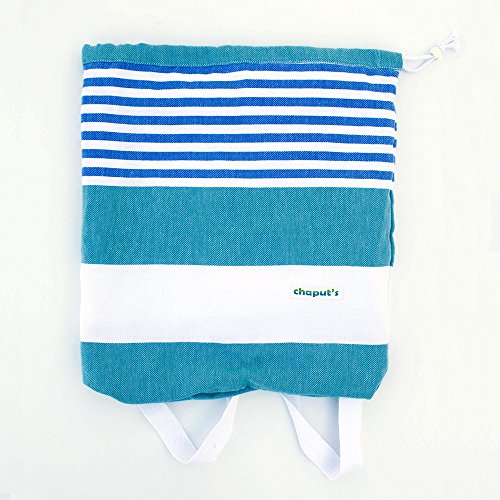 Birchwood Turkish Beach Towel/Bag, Green/Blue