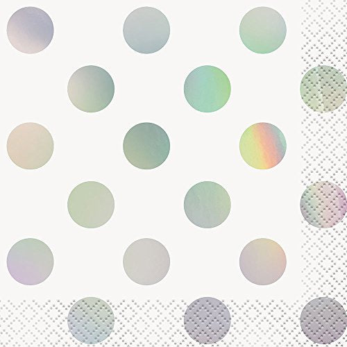 Unique Industries Unique 53931 Iridescent Dot Beverage Napkins 10 x 10 16 Ct