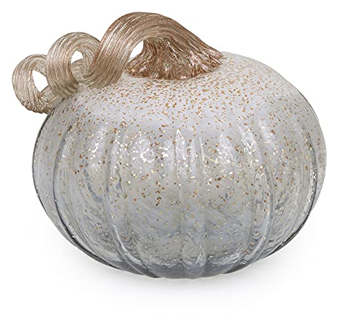 Boston International Decorative Tabletop Glass Pumpkin, 5.5 x 5-Inches, Twilight Grey