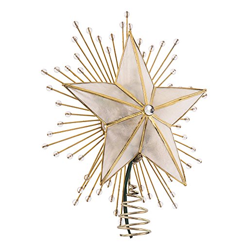 Kurt Adler 10-Inch 5-Point Capiz Star Treetop with Rays and Beads