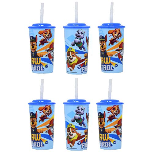 UPD 6-Pack Paw Patrol 16oz Reusable Sports Tumbler Drinking Cups with Lids & Straws