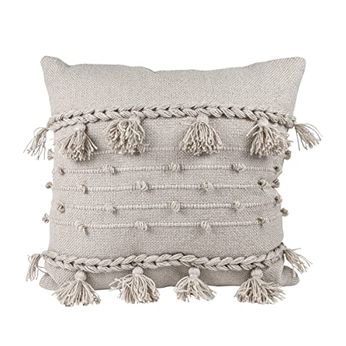 Foreside Home & Garden Gray Pulled Knot 20X20 Hand Woven Filled Outdoor Pillow