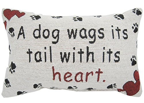 Manual A Dog Wags Its Tail With Its Heart Throw Pillow - USA Made - 12-1/2 by 8-1/2-Inch