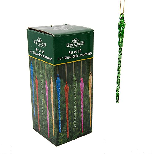 Kurt Adler Glass Multi Icicle Ornament Set of 12, 12 Piece