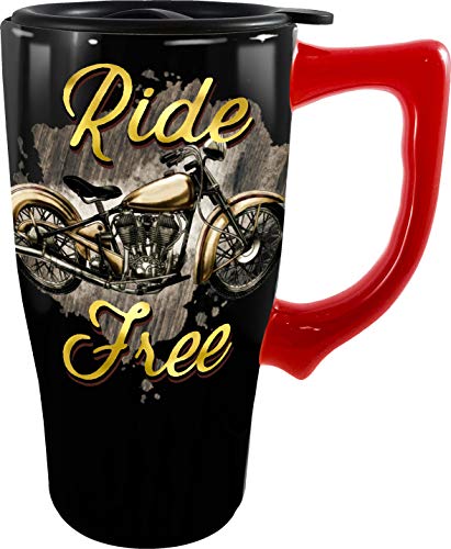 Spoontiques Ride Free Ceramic Travel Mug, 18 oz, Black