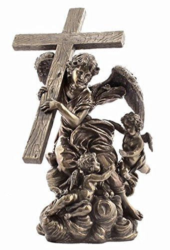 Unicorn Studio 10.63 Inch Angel Carrying Cross - From Alaleona Chapel Statue, Bronze