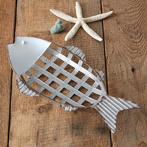 CTW Home Collection 370687 Hammered Metal Fish Basket, 16-inch Width