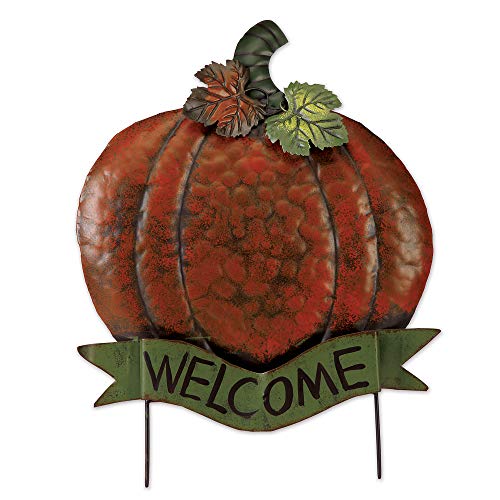 Sunset Vista Designs Welcome Sign Fall Pumpkin Sculpture with Picks, 22"