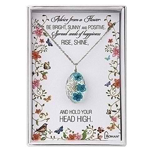 Roman 13706 Pressed Flower Necklace (Blue)