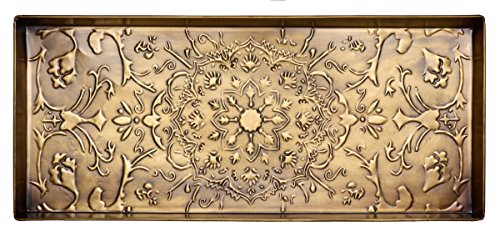 Larry Traverso Star Medallion Pattern Metal Boot Tray, 30 x 13 inches, Antique Brass Finish