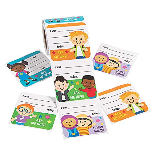 Fun Express Ask Me About My Day Jumbo Roll Stickers - 1 Piece - Educational and Learning Activities for Kids