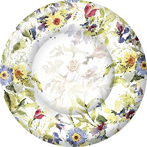 Boston International IHR Round Dinner Paper Plates, 10.5-Inches, Packed Flowers