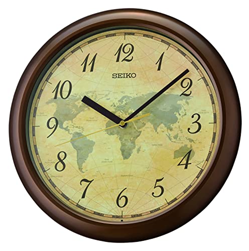 Seiko World Map Wall Clock, Metallic Brown