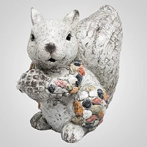 Lipco Polystone Pebble-Stone Squirrel Figurine, 6-inch Length, Outdoor Decoration