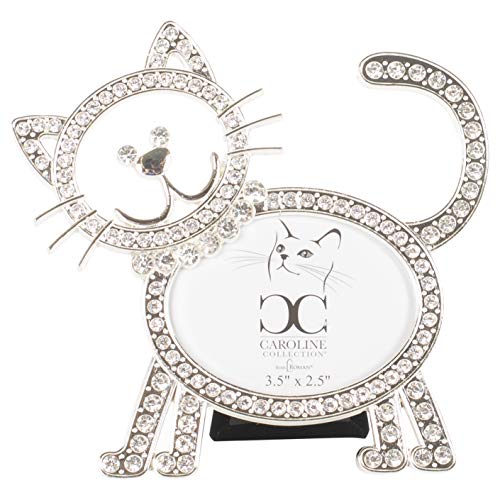 Roman Cat Outline Silver Tone 6 x 6 Zinc Alloy Metal Wall and Tabletop Frame