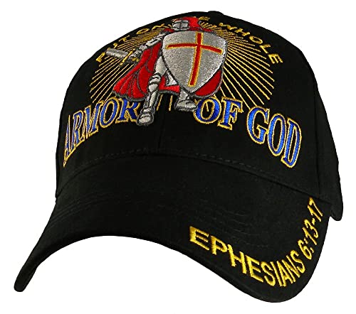 Eagle Crest Put on the Whole Armor of God Embroidered Baseball Cap, Black, Adjustable