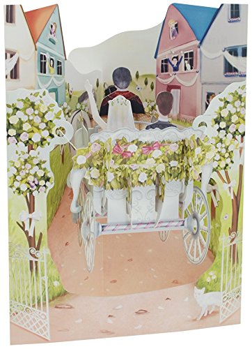 Boston International Santoro Swing Card 3D Pop Out, 6 x 8-Inches, Wedding Carriage