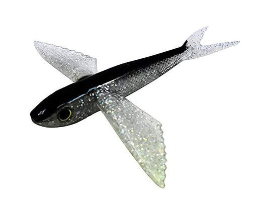 MagBay Lures 8" Black and Silver Flying Fish Gummy Plastic Tuna Lure Yummee Flyer
