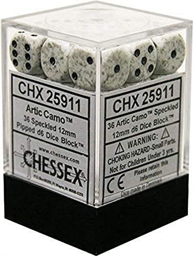 Chessex CHX25911 Dice-Speckled: 36D6 Arctic Camo Set, Speckled Arctic Camo