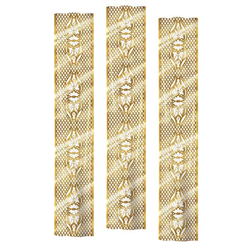Beistle Lattice Party Panels 3 Piece, 12" x 6', Gold/Brown