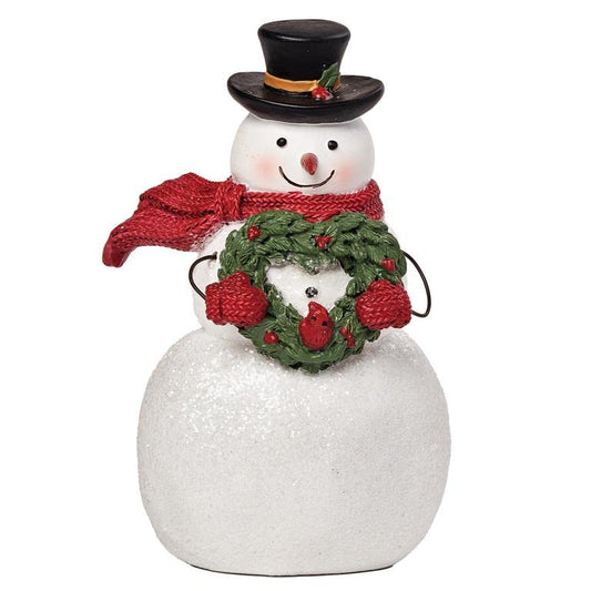 Blossom Bucket Snowman with Heart Shaped Christmas Wreath