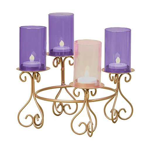 Roman 8.25" Advent Votive Holder W/Glass Chimneys Without Batteries Candles by Roman