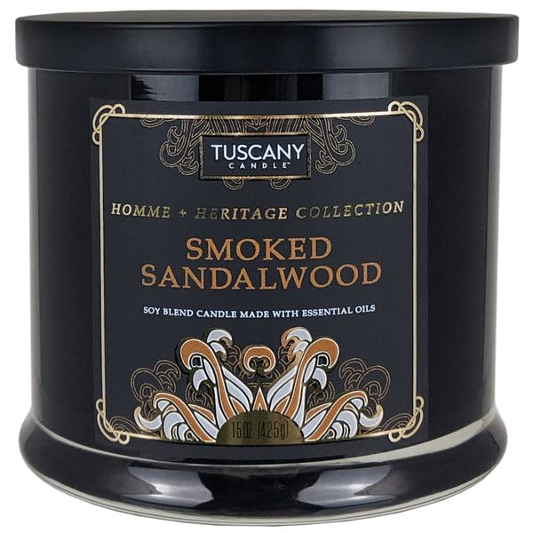 Empire Candle Tuscany Candle Homme + Heritage Scented Candle, Smoked Sandalwood, 15 oz