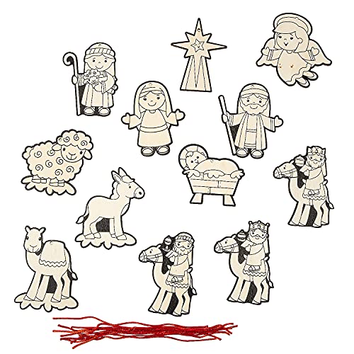 Fun Express Color Your Own Nativity Character Ornaments - Craft Kits - 12 Pieces