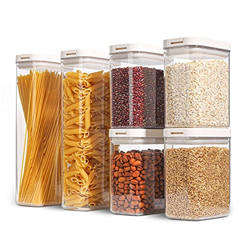 ComSaf Airtight Food Storage Container Set of 6 (61 OZ/ 27 OZ), BPA-Free Large Plastic Food Storage Canister, Kitchen Pantry Organization and Storage Jar for Spaghetti, Coffee, Sugar, Flour, Cereal