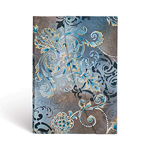 Paperblanks Gossamer Grey Filigree Lined Midi Journal with Wrap Closure