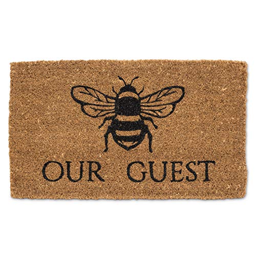 Abbott Collection  35-FWD-GE-9504 Bee Our Guest Doormat, 18x30 inches L, Natural/Black