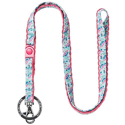 Blueberry Pet Blueberry Style 4 Patterns Floral Power Lily of The Valley Designer Teal Green Women Fashion Breakaway Lanyard Keychain for Keys/ID Card/Badge Holder, 1/2" Wide