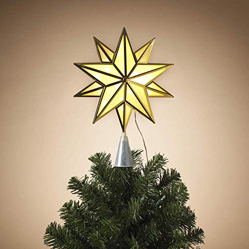 Gerson 2616250 Battery Operated Lighted Gold Snowflake Tree Topper with 25 Warm White LED Lights 11" H