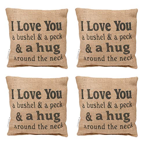 Country House Collection 8" x 8" Mini Burlap Pillow "Bushel and a Peck